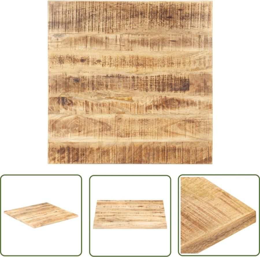 The Living Store Tafelblad Massief mangohout 80 x 80 cm IndustriÃle look 25-27 mm dikte Tafeltje Tafelblad Mangohout Industrieel Vintage - Foto 2