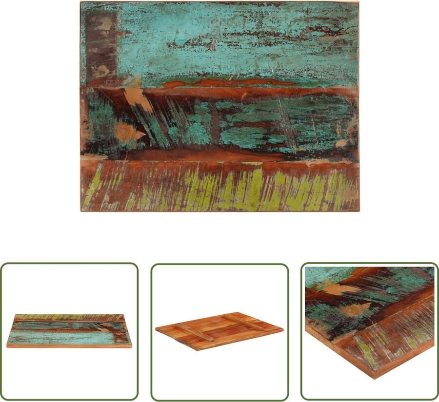 The Living Store Tafelblad rechthoekig 25-27 mm 60x80 cm massief gerecycled hout Tafeltje Tafelblad Houten Tafelblad Gerecycled Hout Vintage Tafel - Foto 2