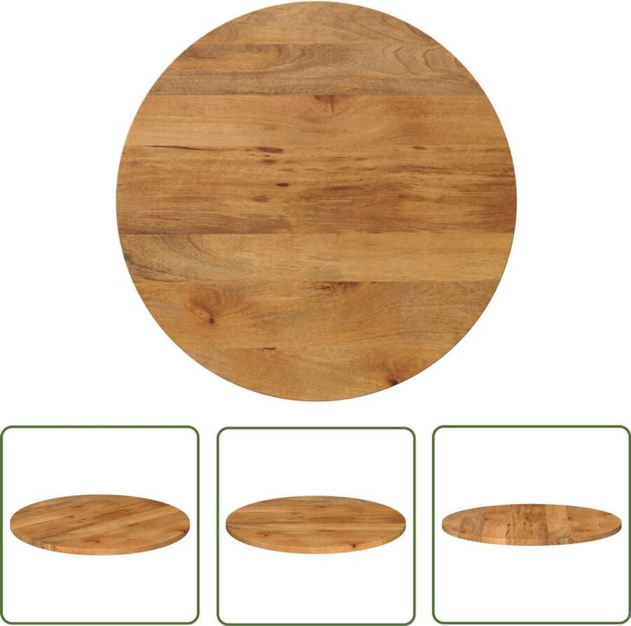 The Living Store Tafelblad rond Ø 80x2 5 cm massief ruw mangohout Tafeltje Tafelblad Houten Tafelblad Mangohout Vintage Tafel