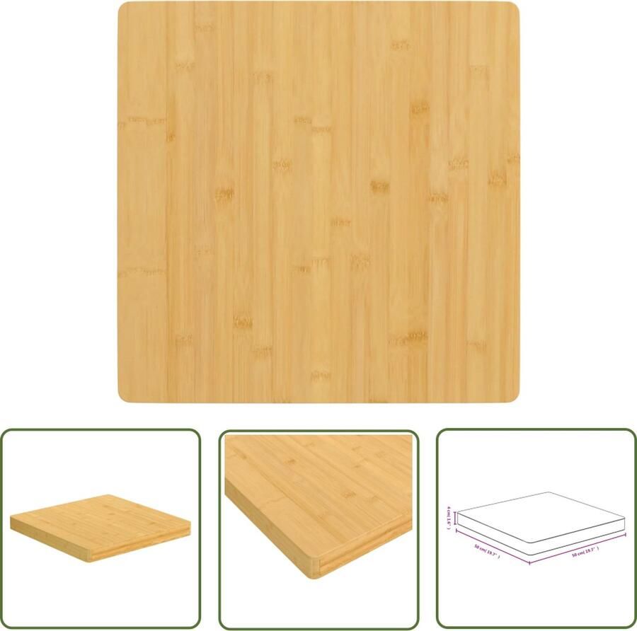 The Living Store Tafelblad 50x50x4 cm bamboe Bamboetafelblad Tafelblad Vervangen Houten Tafelblad Salontafel Blad Eetkamertafel Blad - Foto 2