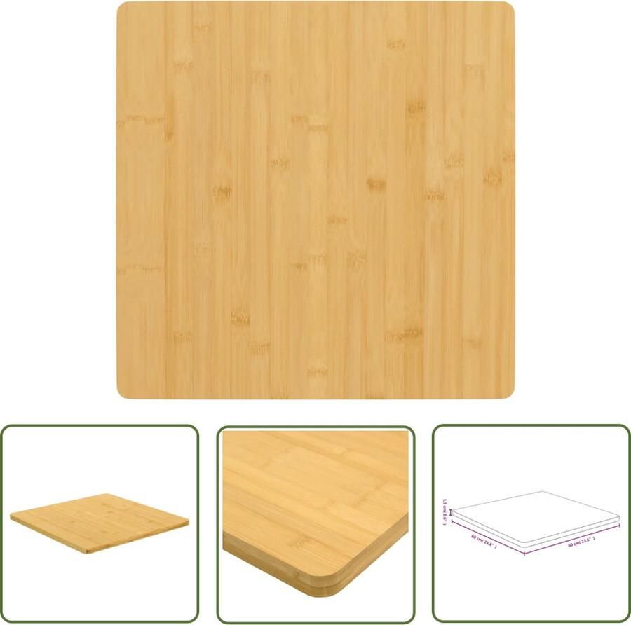 The Living Store Bamboe tafelblad 60 x 60 x 1.5 cm Duurzaam materiaal Bamboetafelblad Tafelblad Vervangen Houten Tafelblad Bruine Tafel Salontafel Blad - Foto 2