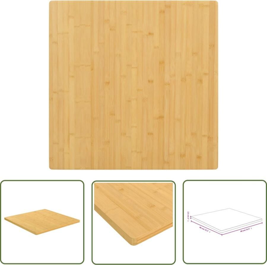 The Living Store Bamboe Tafelblad 80 x 80 x 2.5 cm Duurzaam Veelzijdig Afgeronde randen Eenvoudig schoon te maken Bamboetafelblad Tafelblad Vervangen Houten Tafelblad Bruine Tafelblad Ronde Tafelblad - Foto 2