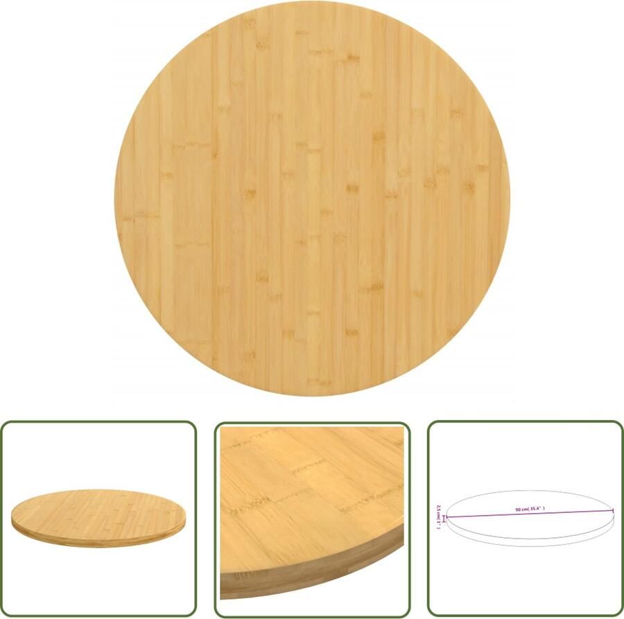 The Living Store Bamboo Tafelblad 90 x 2.5 cm Duurzaam Veelzijdig Eenvoudig schoon te maken Bamboetafelblad Tafelblad Vervangen Tafeldecoratie Duurzame Tafel Veelzijdige Tafel - Foto 2