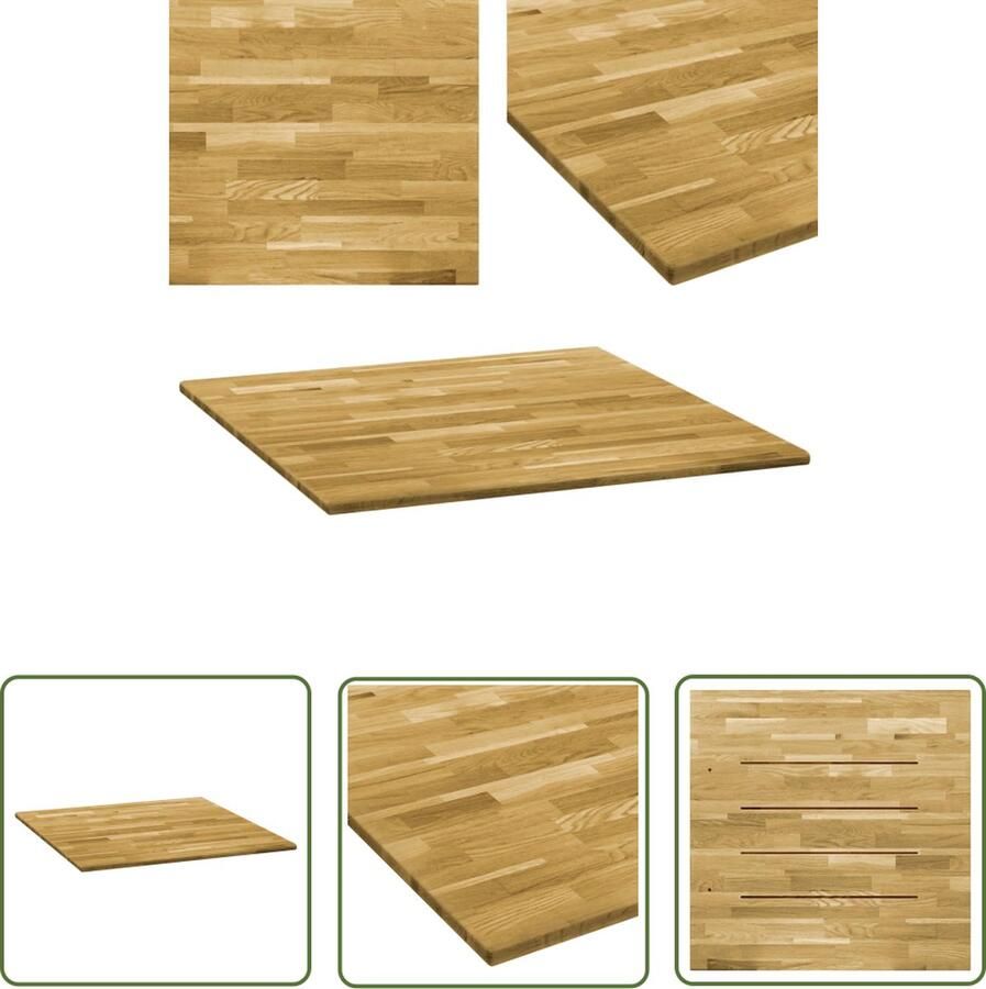 The Living Store Houten tafelblad Eiken 80 x 80 cm Geschuurd en gelakt Eiken Tafelblad Vervangen Salontafel Blad Eetkamertafel Blad Houten Tafelblad - Foto 2