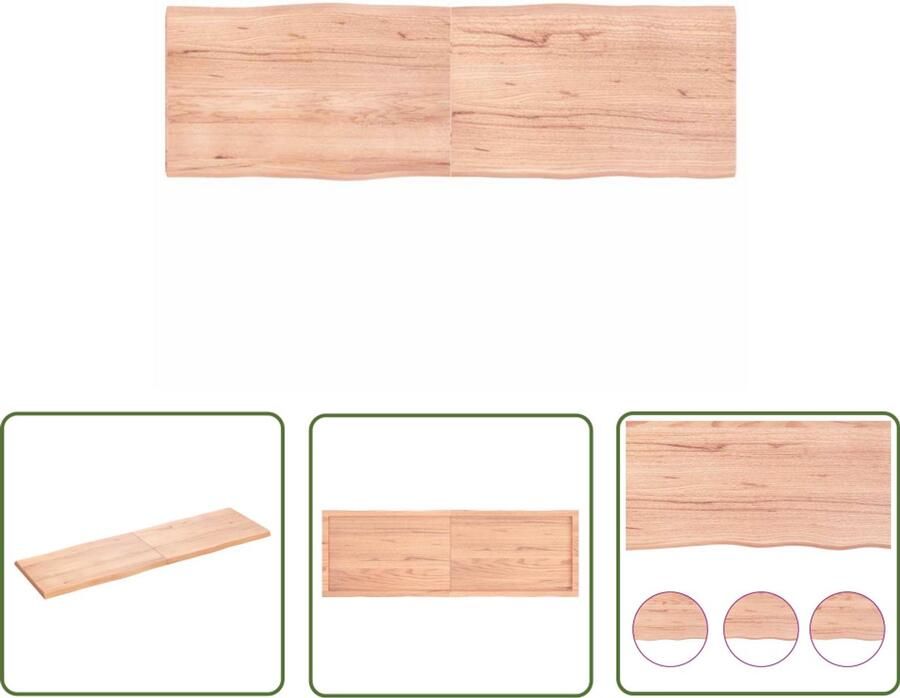 The Living Store Tafelblad natuurlijke rand 160x50x(2-4) cm eikenhout lichtbruin Eikenhouten Tafelblad Vervangen Salontafel Eettafel Oak Wood Furniture