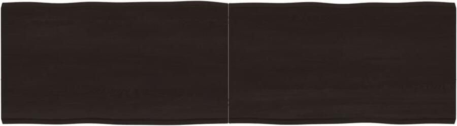 The Living Store Tafelblad natuurlijke rand 180x50x(2-4)cm eikenhout donkerbruin Eikenhouten Tafelblad Vervangen Salontafel Eettafel Industriele Tafel - Foto 2