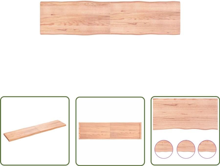 The Living Store Eikenhouten Tafelblad 200 x 50 x 6 cm Handgemaakt Lichtbruin Massief Eikenhout Eikenhouten Tafelblad Vervangen Massief Eikenhout Vintage Tafelblad Landelijke Tafel