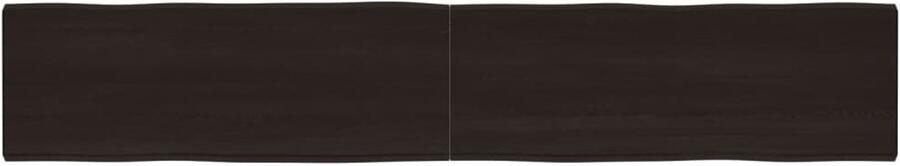 The Living Store Tafelblad natuurlijke rand 220x40x(2-4)cm eikenhout donkerbruin Eikenhouten Tafelblad Vervangen Salontafel Eettafel Oak Wood Furniture - Foto 2