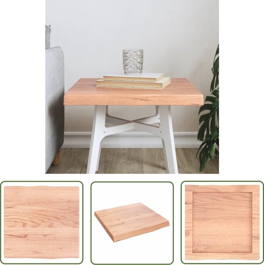 The Living Store Tafelblad natuurlijke rand 40x40x(2-4) cm eikenhout lichtbruin Eikenhouten Tafelblad Vervangen Houten Tafelblad Eikenhout Tafelblad Diy - Foto 2