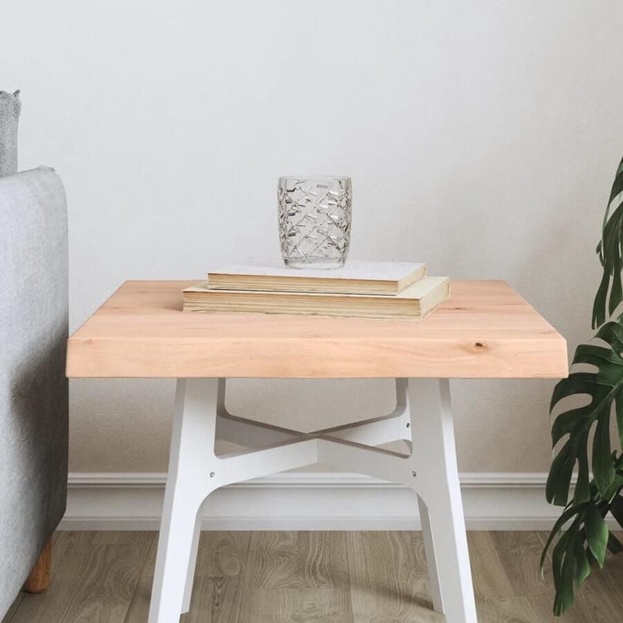 The Living Store Tafelblad natuurlijke rand 40x40x(2-4) cm massief eikenhout Eikenhouten Tafelblad Vervangen Oak Wood Tabletop Eikenhouten Tafeltop Vintage Tafelblad - Foto 2