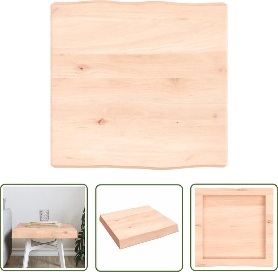 The Living Store Tafelblad natuurlijke rand 40x40x(2-6) cm massief eikenhout Eikenhouten Tafelblad Vervangen Oak Wood Tabletop Vintage Tafelblad Landelijke Tafelblad - Foto 2