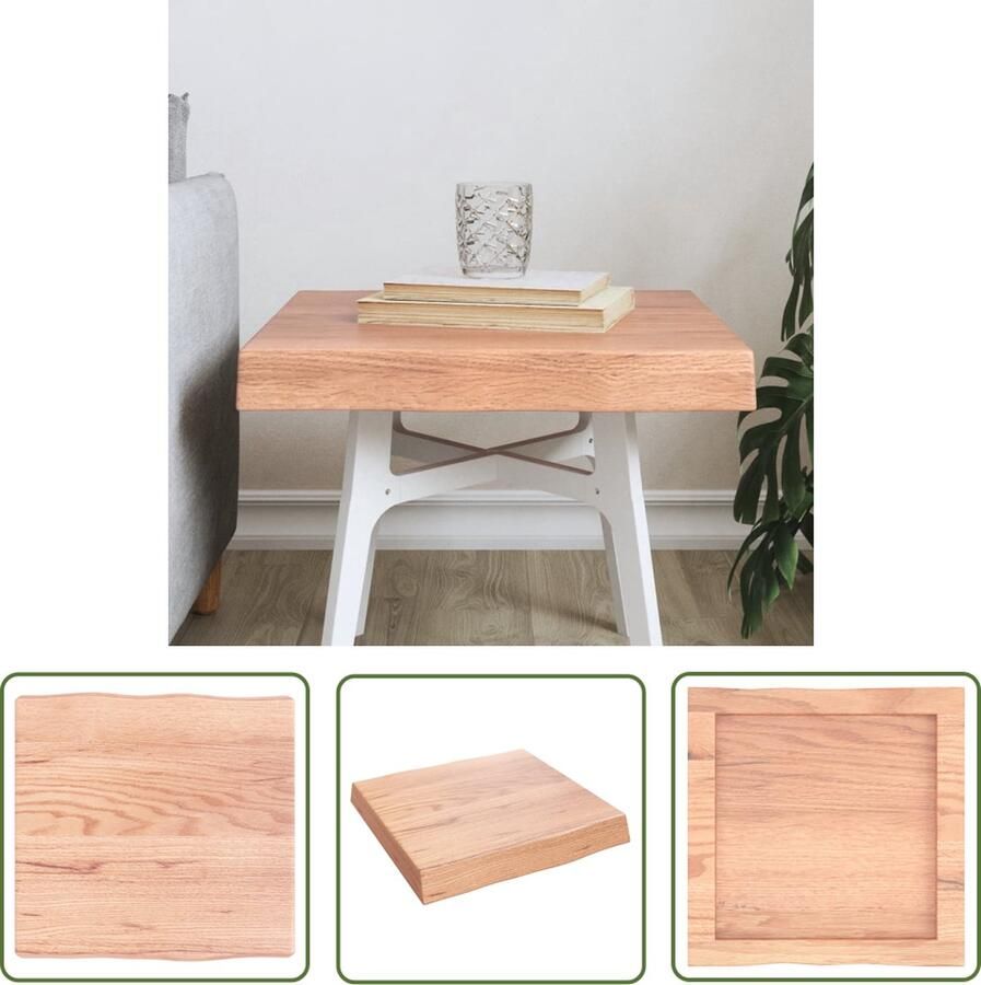 The Living Store Tafelblad natuurlijke rand 40x40x(2-6)cm eikenhout lichtbruin Eikenhouten Tafelblad Vervangen Salontafel Eetkamertafel Oak Wood Tabletop - Foto 2