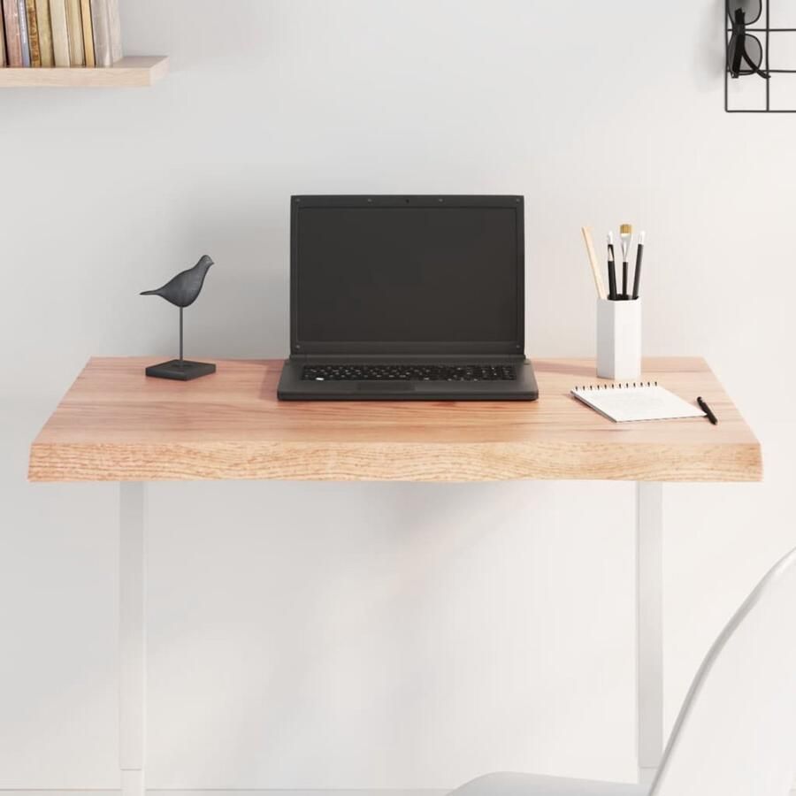 The Living Store Eikenhouten Tafelblad 80 x 60 x 4 cm Met Natuurlijke Rand Lichtbruin Eikenhouten Tafelblad Vervangen Oak Wood Tabletop Massief Eikenhout Vintage Tafelblad - Foto 2