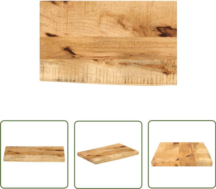 The Living Store Tafelblad met natuurlijke rand 50x20x3 8 cm massief mangohout Houten Tafelblad Vervangen Mangohout Tafelblad Vintage Tafelblad Landelijke Tafelblad