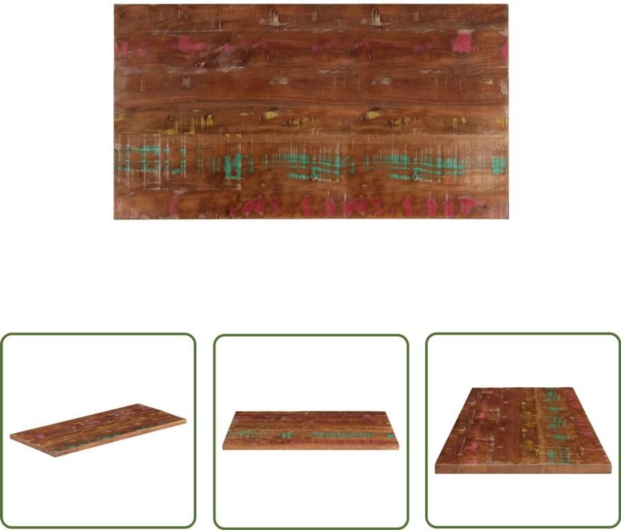 The Living Store Tafelblad rechthoekig 100x60x1 5 cm massief gerecycled hout Houten Tafelblad Vervangen Vintage Tafelblad Industriële Tafel Landelijke Tafel
