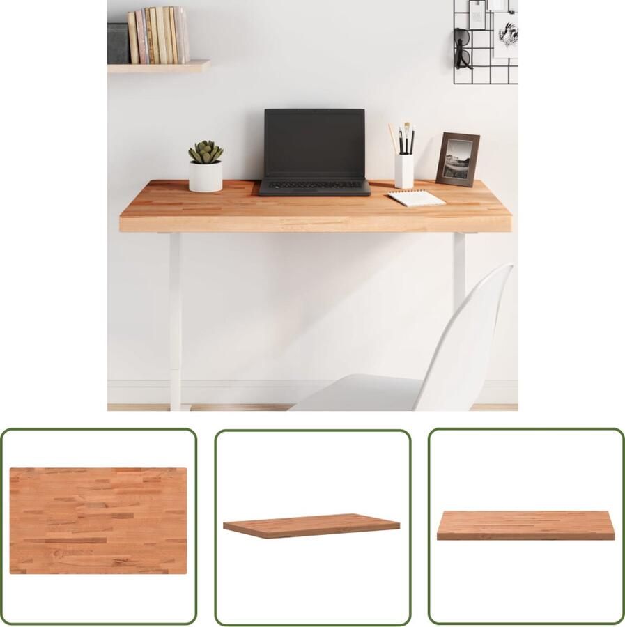 The Living Store Tafelblad Massief beukenhout 100 x 60 x 4 cm Rechthoekig Houten Tafelblad Vervangen Beukenhout Tafelblad Rechthoekig Tafelblad Salontafelblad