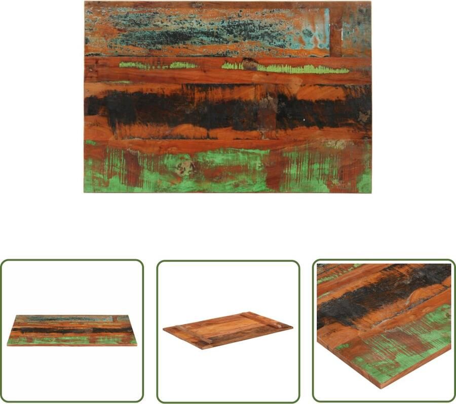 The Living Store Tafelblad rechthoekig 15-16 mm 60x90 cm massief gerecycled hout Houten Tafelblad Vervangen Vintage Tafelblad Industriële Tafel Recycelde Meubels - Foto 2