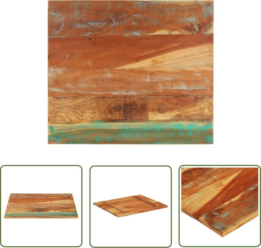 The Living Store Houten Tafelblad Massief gerecycled hout 80 x 70 cm Rustieke charme Houten Tafelblad Vervangen Vintage Tafelblad Industrieel Tafelblad Rustic Tafelblad - Foto 2