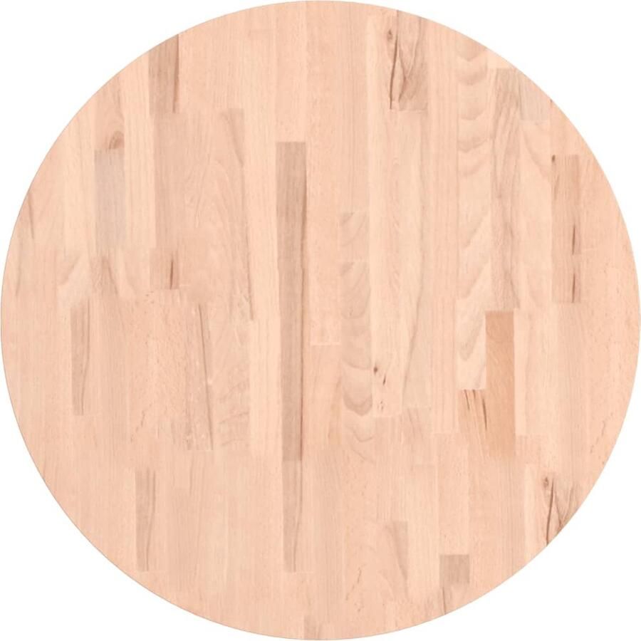 The Living Store Tafelblad rond Ø70x4 cm massief beukenhout Houten Tafelblad Vervangen Salontafel Blad Beukenhout Ronde Tafel