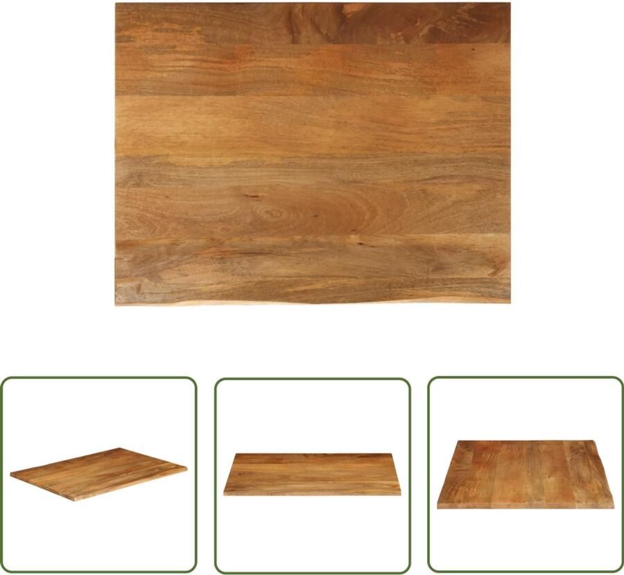 The Living Store Massief Mangohouten Tafelblad 100 x 80 x 2.5 cm Natuurlijke Rand Mangohouten Tafelblad Vervangen Naturel Tafelblad Vintage Tafelblad Industriele Tafelblad