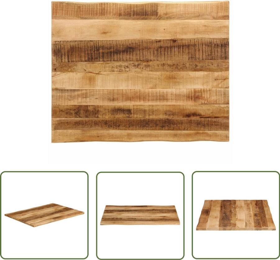 The Living Store Tafelblad met natuurlijke rand 110x80x2 5 cm massief mangohout Mangohouten Tafelblad Vervangen Salontafel Eettafel Vintage Tafelblad