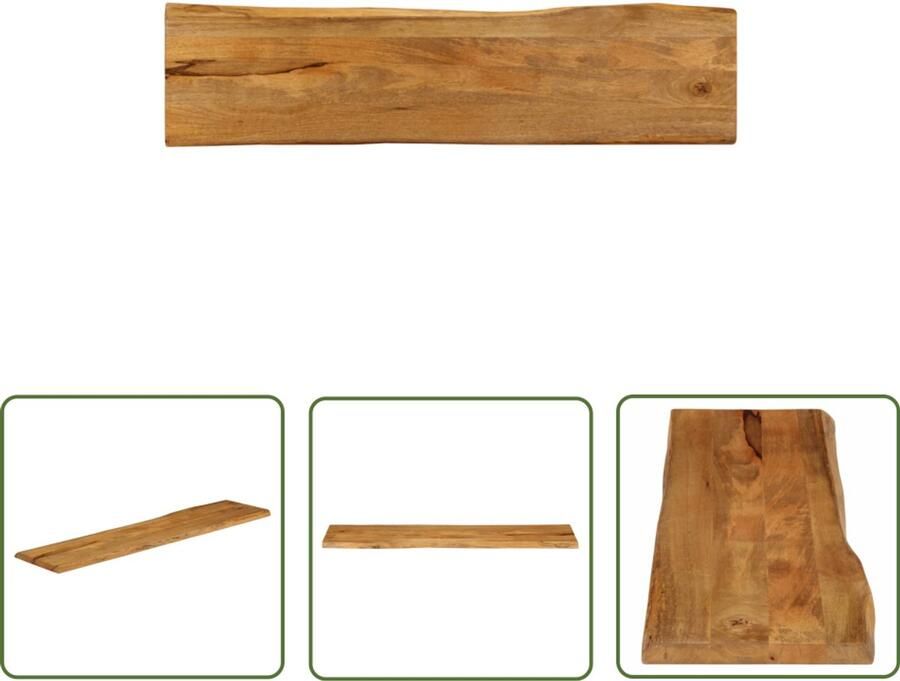 VidaXL Tafelblad Vervangen Mangohouten Tafelblad met natuurlijke rand 180x40x3 8 cm massief mangohout Vintage Tafelblad Industrieel Tafelblad Naturel Tafelblad