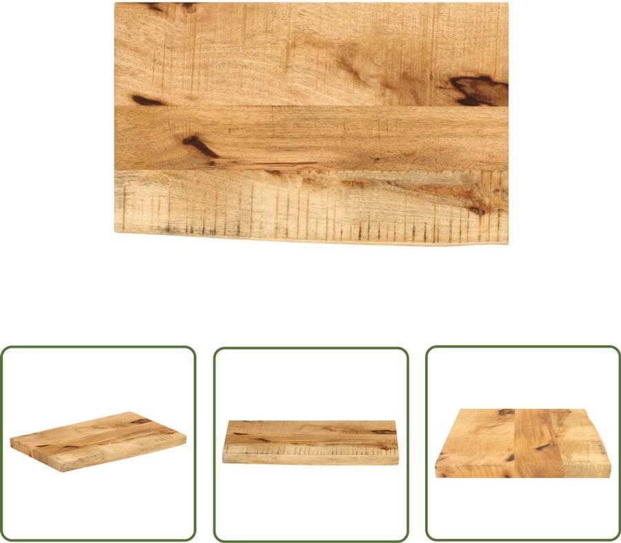 The Living Store Mangohouten Tafelblad 50 x 30 x 3.8 cm Rustieke Natuurlijke Rand Mangohouten Tafelblad Vervangen Houten Tafelblad Vintage Tafelblad Industriele Tafelblad