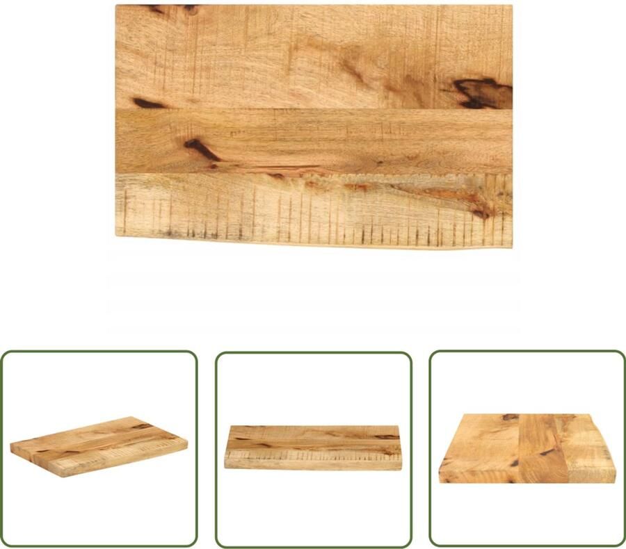 The Living Store Tafelblad met natuurlijke rand 60x20x2 5 cm massief mangohout Mangohouten Tafelblad Vervangen Vintage Tafelblad Naturel Tafelblad Handgemaakt Tafelblad