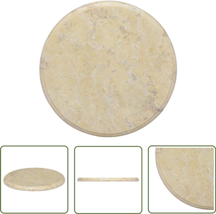 The Living Store Marmeren tafelblad Eettafels Salontafels 40 x 2.5 cm Crème Marmeren Tafelblad Vervangen Eettafel Blad Salontafel Blad Tuintafel Blad - Foto 2