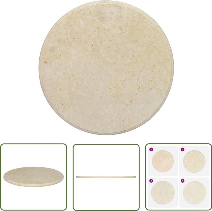 The Living Store Marmeren tafelblad á 60 x 2.5 cm crème Stevig eenvoudig te reinigen Geen kleurverschillen Vervangend tafelblad Marmeren Tafelblad Vervangen Creme Tafelblad Marmer Tafelblad Diningtable Top