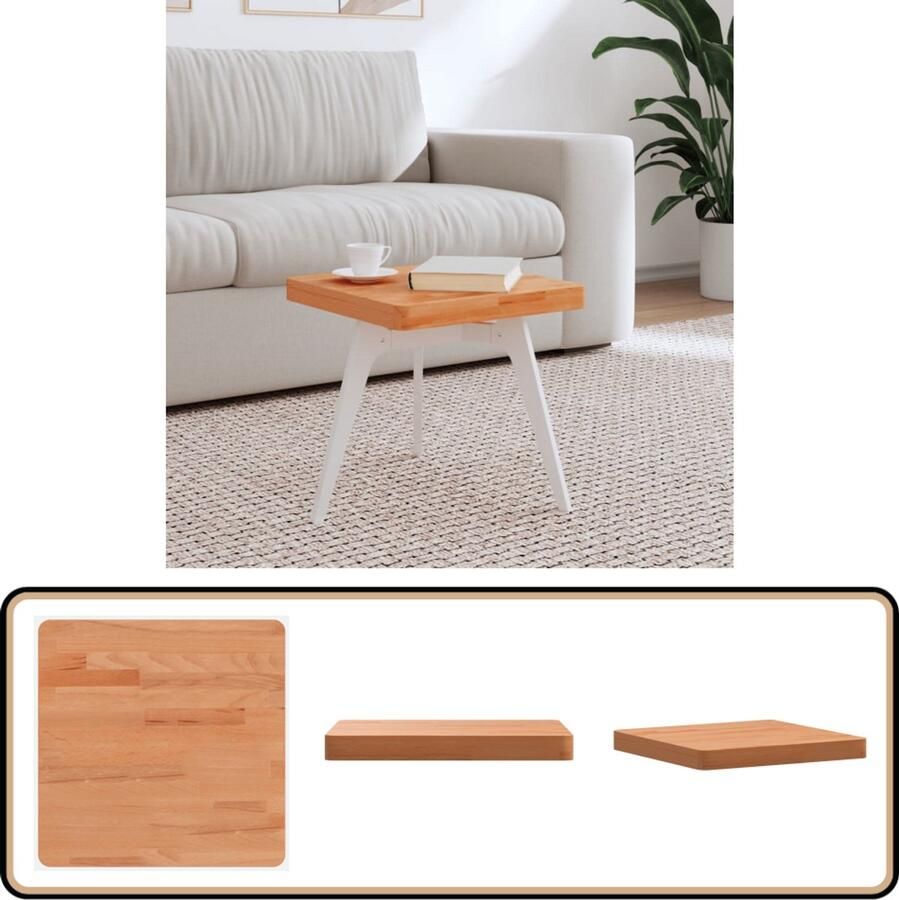 VidaXL Tafelblad Vierkant 40x40x4 cm Beukenhout Tafeltje Salontafel Tafelblad Houten Tafelblad Beukenhouten Tafelblad