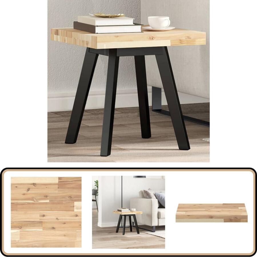 VidaXL Tafelblad Vierkant 40x40x4 cm Massief Acaciahout Tafelblad Acacia Houten Tafelblad Onbewerkt Vintage Tafelblad Industrieel Tafelblad