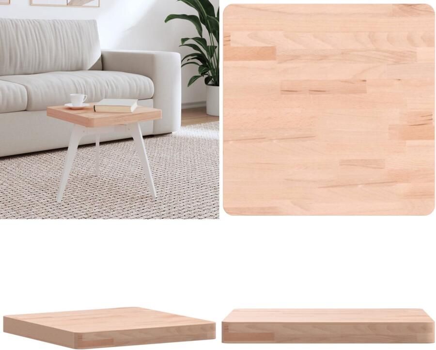 VidaXL Tafelblad vierkant 40x40x4 cm massief beukenhout Tafelblad Tafelbladen Vervangend Tafelblad Blad