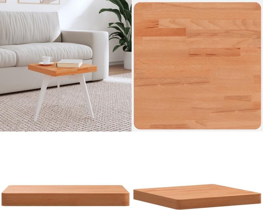 VidaXL Tafelblad vierkant 40x40x4 cm massief beukenhout Tafelblad Tafelbladen Vervangend Tafelblad Blad