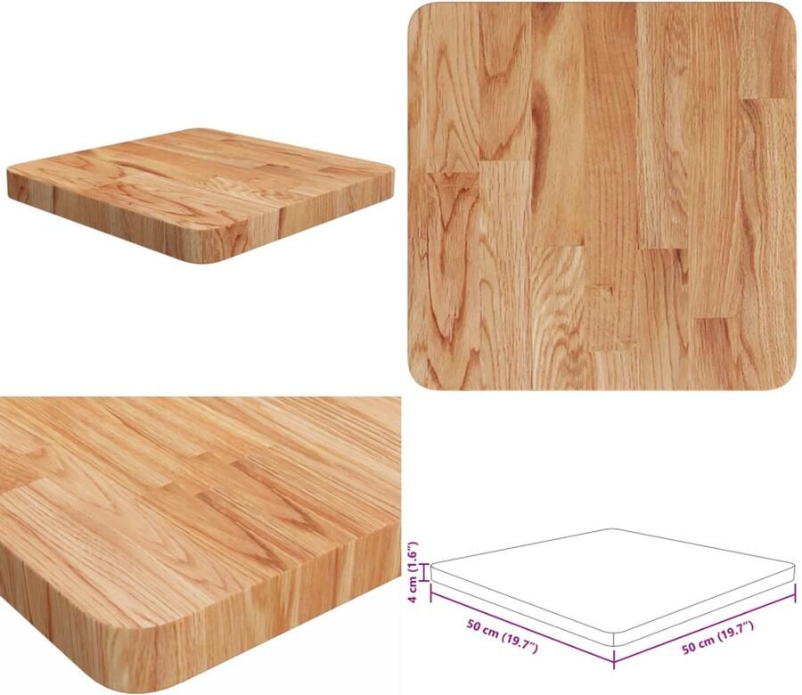 The Living Store Eikenhouten Tafelblad 40 x 40 x 4 cm Massief Eikenhout met Lakafwerking Eikenhouten Tafelblad Massief Hout Tafelblad Kopen Vintage Tafelblad Landelijke Stijl - Foto 2