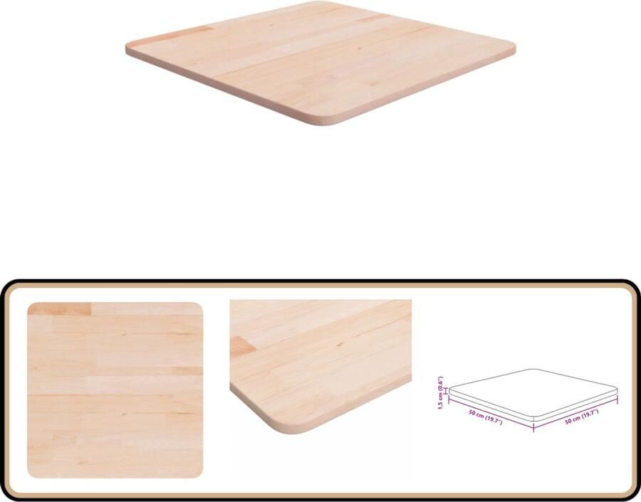 VidaXL Tafelblad Vierkant 50x50x1 5 cm Eikenhout Massief Eikenhouten Tafelblad Eikenhouten Tafel Rustic Tafellaag Tweedehands Tafelblad Vintage Tafelblad Industriele Tafelblad