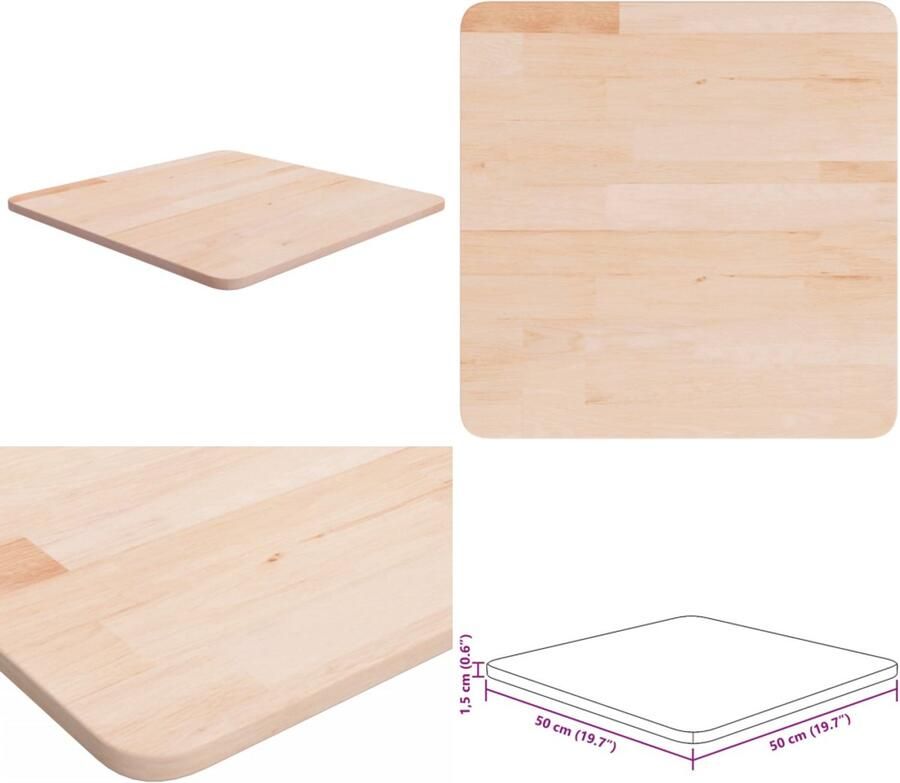 VidaXL Tafelblad vierkant 50x50x1 5 cm onbehandeld massief eikenhout Tafelblad Tafel Houten Tafelblad Tafels