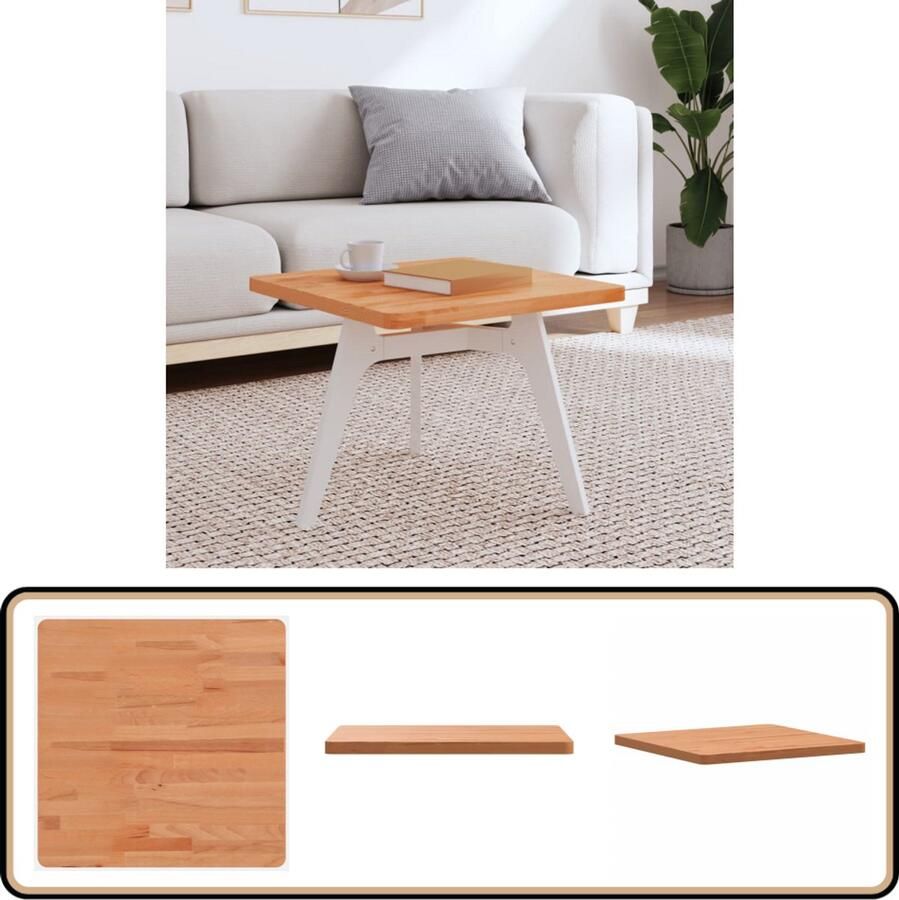 VidaXL Tafelblad Vierkant 50x50x2 5 cm Beukenhout Tafeltje Blad Salontafel Tafelblad Vervangen Beukenhouten Tafelblad Massief Hout