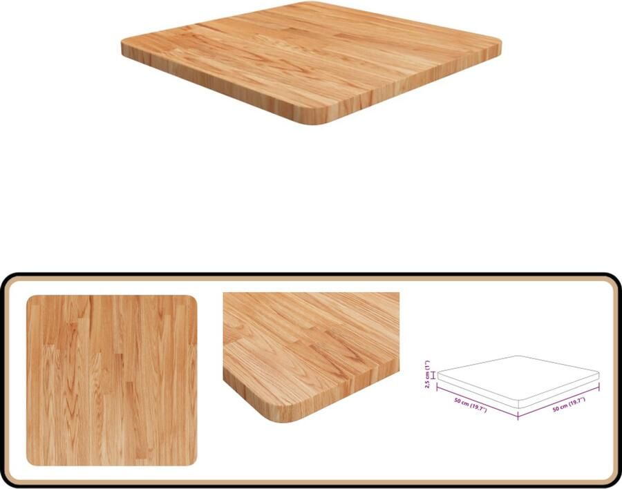 VidaXL Tafelblad Vierkant 50x50x2 5 cm Eiken Eikenhouten Tafelblad Vierkant Tafelblad Kopen Massief Hout Tafelblad Landelijke Tafelblad