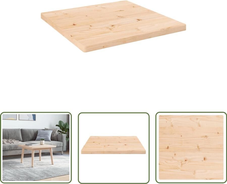 VidaXL Tafelblad Vierkant 50x50x2 5 cm Grenenhout Tafelblad Grenenhout Hout Vintage Rustic Design Interieurdecoratie Meubilair Salontafel Bijzettafel Eetkamerstoel - Foto 2