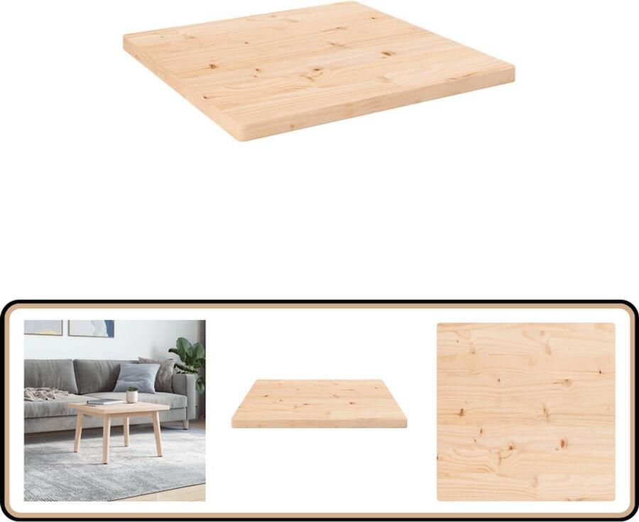 VidaXL Tafelblad Vierkant 50x50x2 5 cm Grenenhout Tafelblad Grenenhout Hout Vintage Rustic Design Interieurdecoratie Meubilair Salontafel Bijzettafel Eetkamerstoel