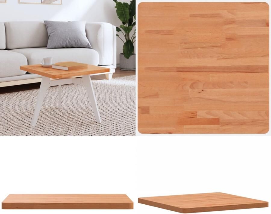 VidaXL Tafelblad vierkant 50x50x2 5 cm massief beukenhout Tafelblad Tafelbladen Vervangend Tafelblad Blad