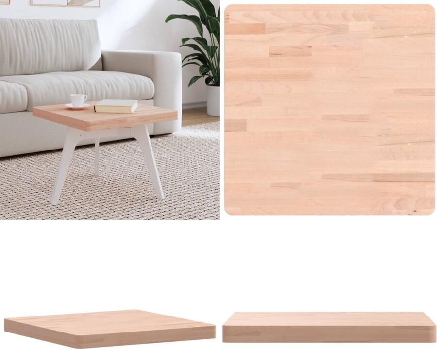 VidaXL Tafelblad vierkant 50x50x4 cm massief beukenhout Tafelblad Tafelbladen Vervangend Tafelblad Blad