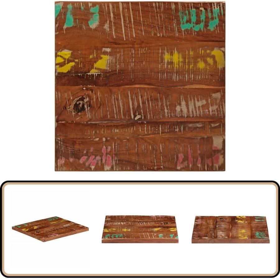 The Living Store Tafelblad vierkant 60x60x1 5 cm massief gerecycled hout Tafelblad Houten Tafelblad Vintage Tafelblad Industrieel Tafelblad Recyclen Tafels