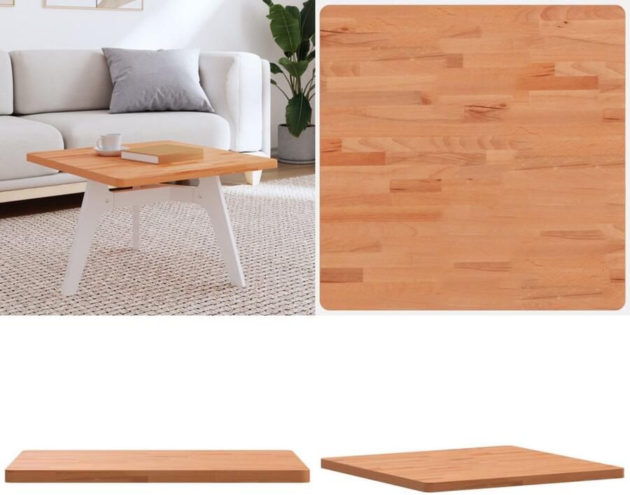 VidaXL Tafelblad vierkant 60x60x2 5 cm massief beukenhout Tafelblad Tafelbladen Vervangend Tafelblad Blad