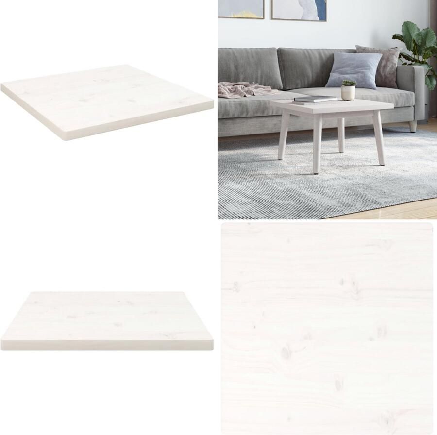 VidaXL Tafelblad vierkant 60x60x2 5 cm massief grenenhout wit Tafelblad Tafelbladen Vervangend Tafelblad Vervangend Houten Tafelblad