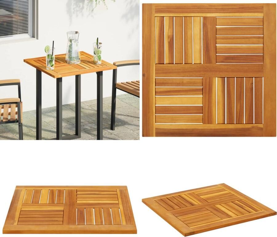 VidaXL Tafelblad vierkant 60x60x2 cm massief acaciahout Tafelblad Tafelbladen Tafelblad Vervangend Tafelblad