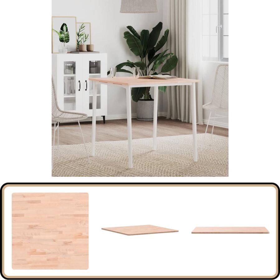 VidaXL Tafelblad Vierkant 70x70 cm Massief Beukenhout Houten Tafelblad Beukenhout Tafelblad Vierkant Tafelblad Eetkamertafel Blad Tafeltje Vervangen Tafelblad Design Vintage Tafelblad