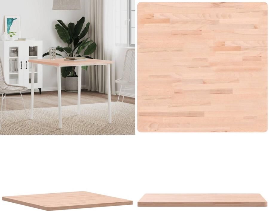 VidaXL Tafelblad vierkant 70x70x2 5 cm massief beukenhout Tafelblad Tafelbladen Vervangend Tafelblad Blad