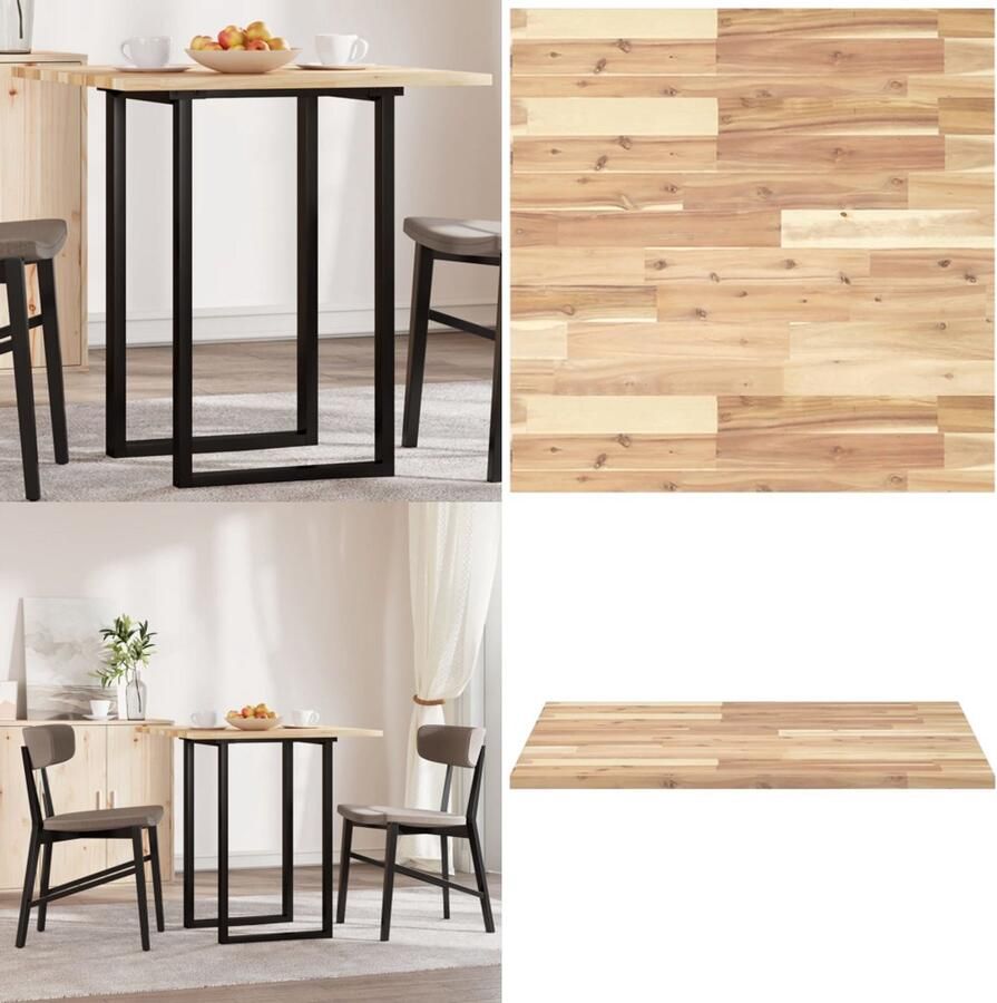 VidaXL Tafelblad vierkant 70x70x2 cm massief acaciahout Tafelblad Tafelbladen Vervangend Tafelblad Meubelpaneel